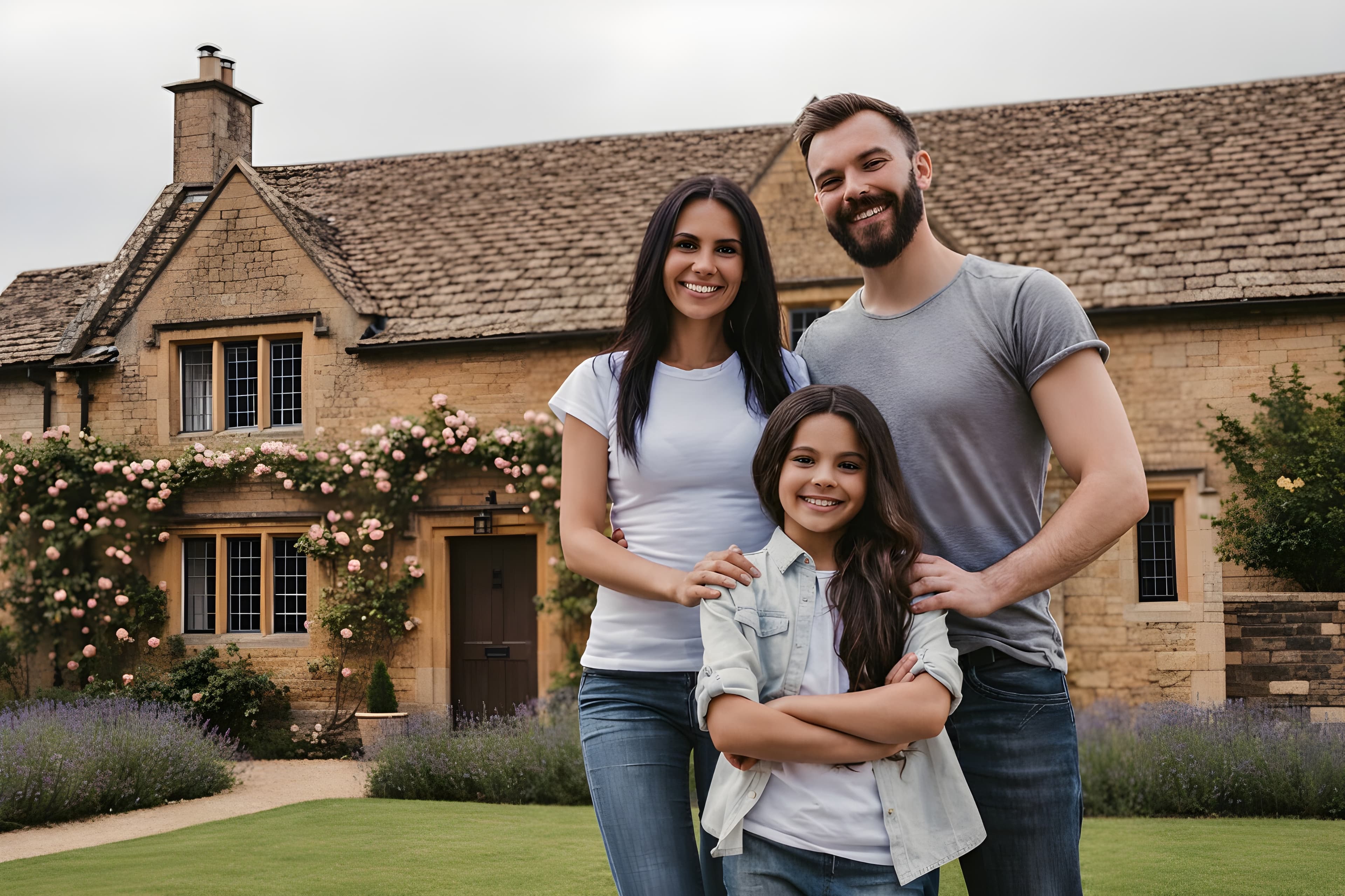 Family in front of their home